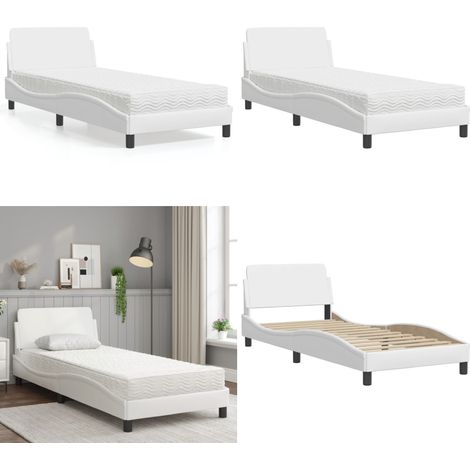Bett mit Matratze Weiß 80x200 cm Kunstleder - Betten - Doppelbetten - Boxspringbetten - Jugendzimmer Möbel - Kinderzimmer Möbel - Home & Living (1/5)