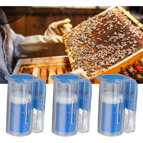 Cage de Marquage pour Reine des Abeilles - 3 Pièces, Attrape-Reine à Une Main, Outil Apicole en Plastique Bleu pour Apiculteurs (1/5)