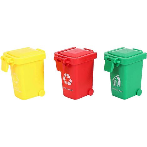 Lot de 3 mini poubelles pour enfants, accessoires de jeu de camion poubelle (1/5)