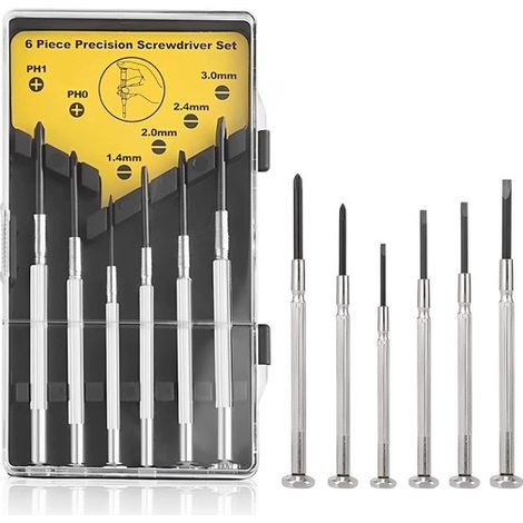 Allecto – Brillen-Schraubendreher-Set – Mini-Schraubendreher für Uhren – 6-teilig – Schwarz – DIY-Reparatur – Geeignet für Brillen und Uhren (1/5)