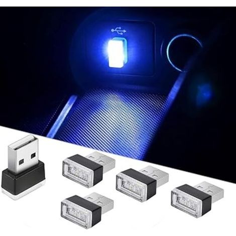 Kit d'éclairage d'ambiance intérieur miniature à LED bleues pour voiture (5 pièces), alimentation 5V. (1/5)