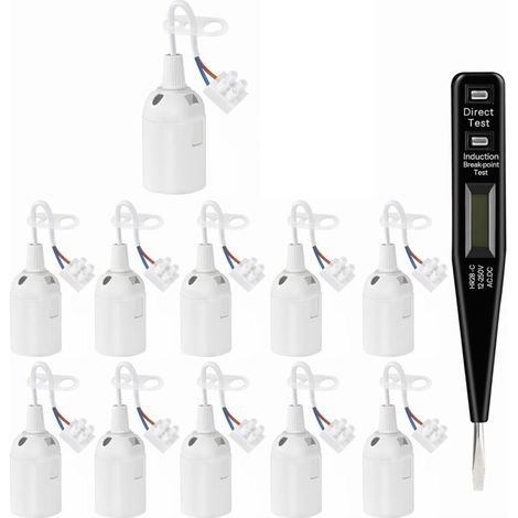 Lot de 11 douilles E27 blanches – 250V 4A avec câble – Plastique haute qualité – Compatible ampoules LED et halogènes - 11Pcs (1/5)