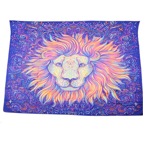 Tapisserie UV Animale Noire Lueur dans l'Obscurité 150x130cm, Style Animal, Peau Douce, pour Chambre Fête Bureau, Réactive aux UV (1/5)