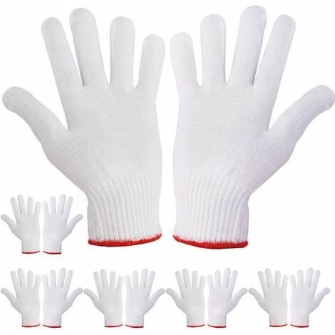 6 paires de gants de travail à la main, protection des poignées de sécurité, gants de travail plus épais, tricotés (1/5)