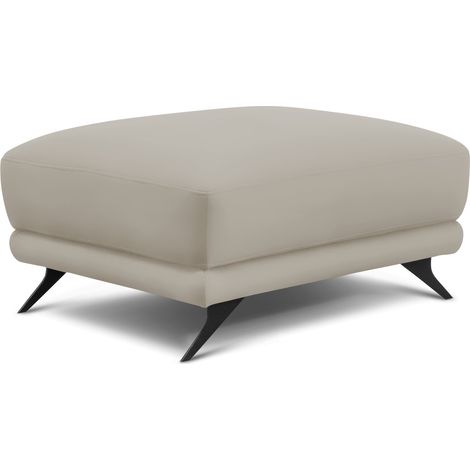Pouf simili cuir beige et pieds métal noir Zora 82cm (1/3)