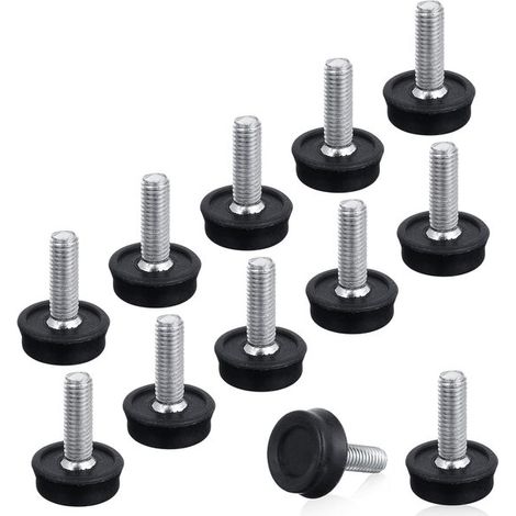 12 patas ajustables para muebles, Patas ajustables con rosca de 6 mm, Tornillos de nivelación resistentes para mesas, escritorios aparadores (M8) (1/5)