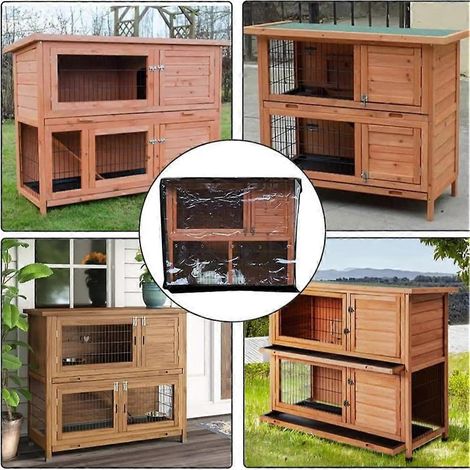 Housse de protection imperméable et coupe-vent pour cage à lapins, double housse anti-poussière pour cage à lapins. Protection hivernale pour animaux de compagnie. (1/4)