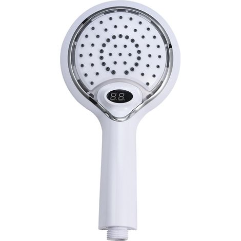 Handbrause mit 3-farbiger LED-Beleuchtung und Temperaturregelung (Farbe: Weiß) - AquaForge