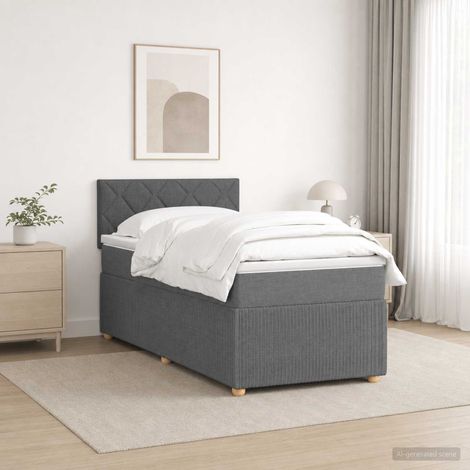 Cama box spring con colchón Gris oscuro 80 x 200 cm Tela (1/5)