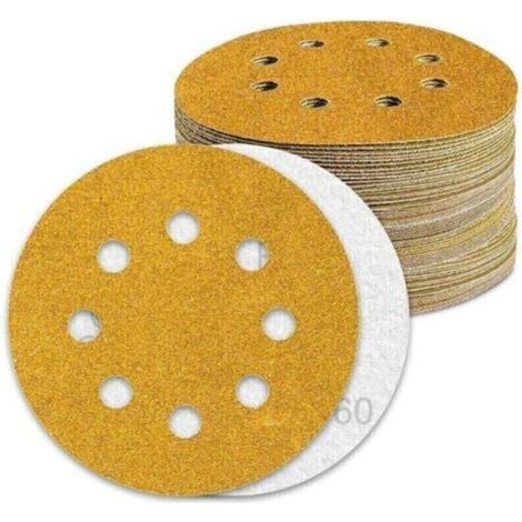 Disque Poncage 125mm Grain 60 Papier Poncer 80pcs Disques Abrasif pour Ponceuse Excentrique Papier de Verre (1/4)
