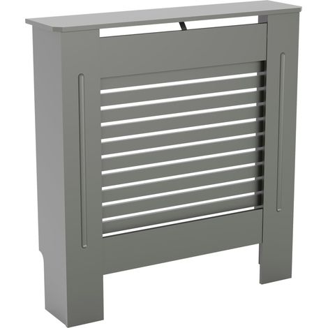 Milton Radiator Cover MDF Modern Cabinet Slatted Grill, Grey, Small