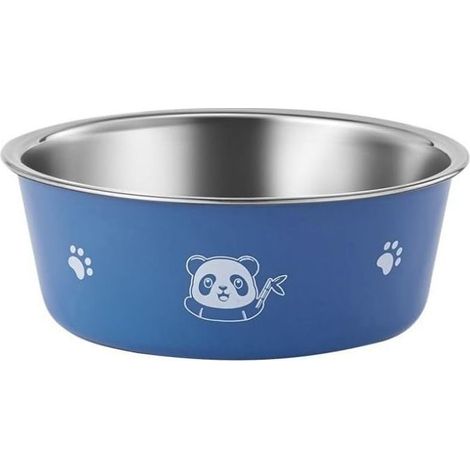 Gamelle pour chat et chiot, en acier inoxydable et plastique antidérapant (S, bleu) (1/5)