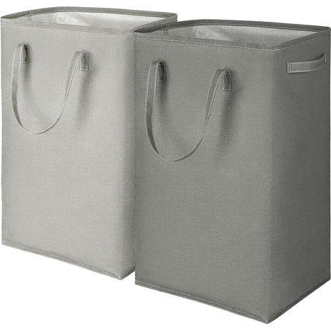 Lot de 2 paniers à linge 80 L gris foncé et gris clair