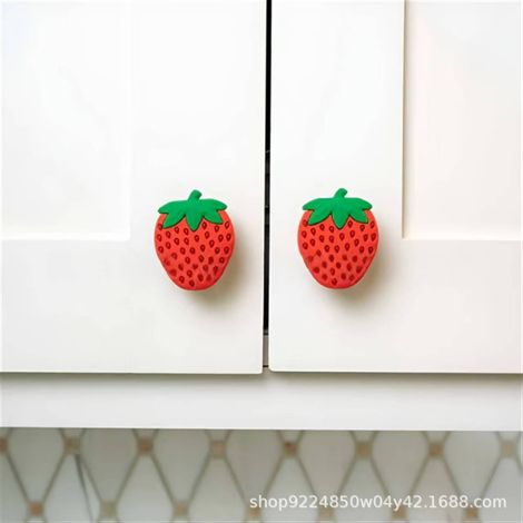 Poignées fraise Knobēz, lot de 12, décoration intérieure, Noël, Halloween - 2 poignées fraise