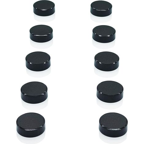 Aimants frigo puissants, lot de 10, ronds noirs pour tableau magnétique. (1/5)