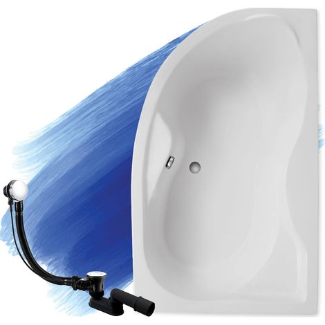 Baignoire Bain d'angle 170x110 Droite, Siphon de bain et pieds (support) - Set 3en1 - Fabriqué en UE - BADLAND DORA