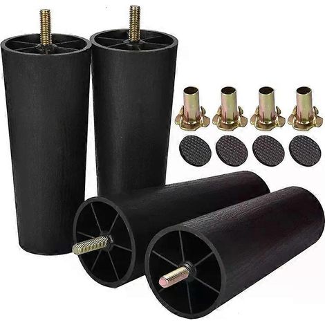 Ensemble de 4 pieds de meubles modernes en plastique coniques et ronds avec filetage M8 (78 mm), compatibles avec les canapés, les meubles TV, les poufs et les armoires. (1/5)