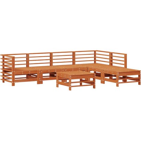 Garden Lounge Set 7 pcs Wax Brown Solid Pine Wood vidaXL (1/5)