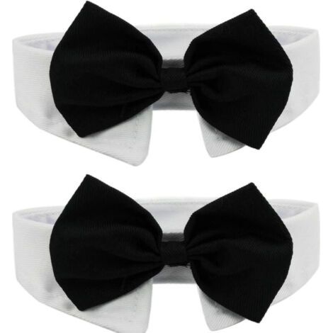 BUNTHAUS Colliers élégants avec nœud papillon noir et blanc - Taille S - Lot de 2 - Coton doux, réglable, pour occasions spéciales (1/5)
