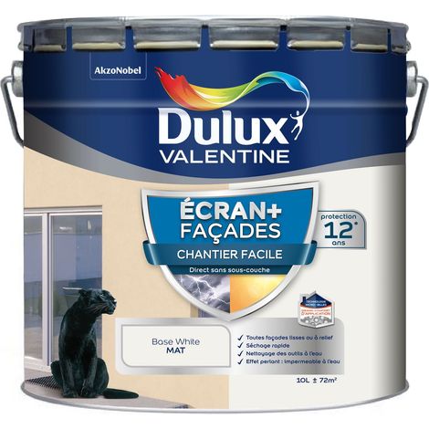 Peinture Façade Ecran+ Chantier Facile - direct sans sous-couche - Mat Blanc 10 L - Dulux Valentine