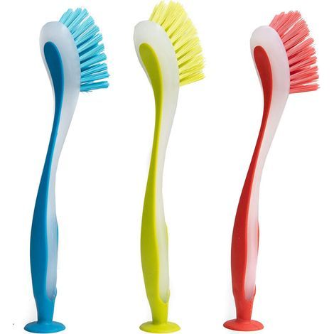 Brosse à Vaisselle, tête Ronde, Lot de 3 pièces en différents Couleurs (1/5)