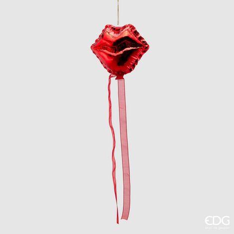 EDG Enzo De Gasperi Decorazione di  Natale Palloncino Labbra Vetro L 13 Cm Red