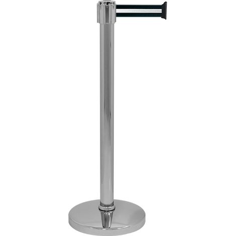 Poteau Alu Chromé laqué à sangle noir/argent 3m x 50mm sur socle portable - 2053334 (1/2)
