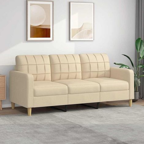 3-Sitzer-Sofa 180 cm Creme Stoff Bodensofa mit Armlehnen und Rückenlehne (1/5)