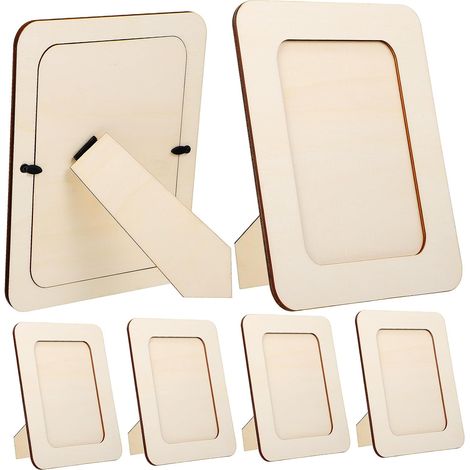 Cadre Photo en Bois Brut 6 Pouces pour Bricolage Diy, Lot de 6 Cadres Rectangulaires Solides Support Arrière, Texture Délicate, pour Affichage sur Table (1/5)