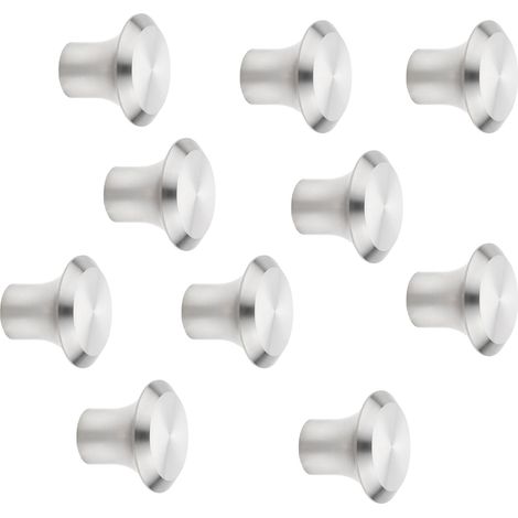 10 Stück Möbelknöpfe DERRY Ø 20 mm Höhe 16 mm Edelstahl gebürstet Küchenknopf Edelstahlgriff
