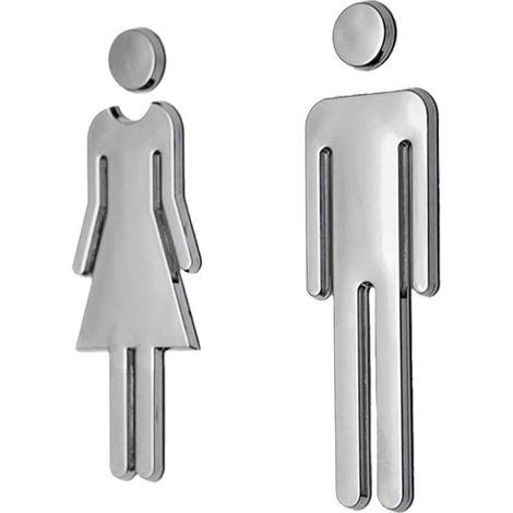 Panneau de toilettes unisexe - Ensemble de 2 pièces - Toilettes hommes/femmes - 12 cm x 4 cm - Panneau de toilettes de luxe. (1/5)