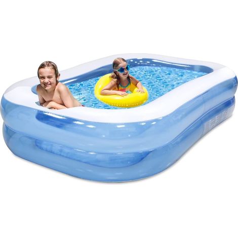 MINKUROW Piscina Gonfiabile,Piscina Gonfiabile per Bambini Adulti Piscina Gonfiabile per Famiglie Summer Outdoor Water Party Piscina Gonfiabile Rettangolare Coperta Cortile Anteriore 200 X 150 X 50 Cm (1/5)