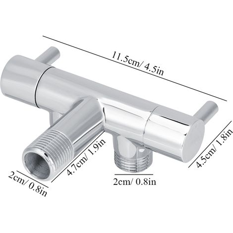 Robinet de distribution d'eau à deux voies en laiton poli pour toilettes et lave-linge (1/5)