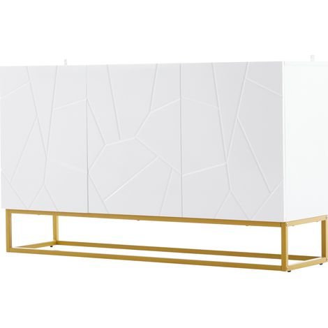 GagaBuffet laque 130 cm blanc 4 compartiments (1/5)