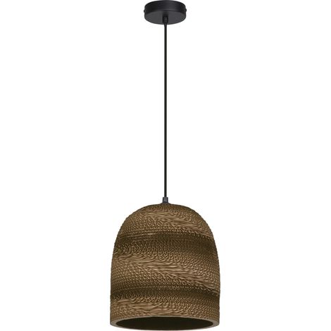 OSRAM Suspension Decor Cardboard Ball Bell marron en carton ondulé, E27, 260 mm de diamètre, abat-jour en matériau recyclé, durable grâce à sa source lumineuse remplaçable, montage facile (1/5)