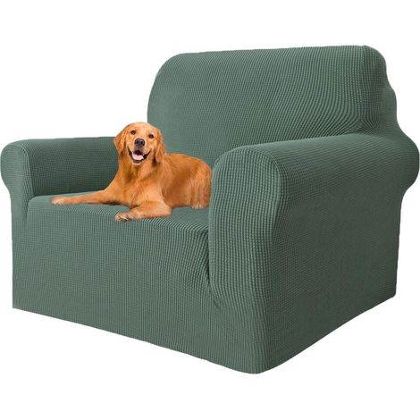 Elastischer 1-Sitzer Sofaüberwurf mit Armlehnen, Grün, 81-120cm Breite (1/5)