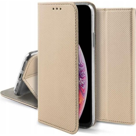 Elegante custodia magnetica con chiusura a patta color oro per Samsung M33 + vetro (1/5)