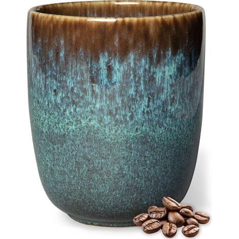Tasse à glace sans anse, tasse en faïence sans anse pour des moments de café spéciaux, 400 ml, passe au lave-vaisselle, Glacé, 1 Unité (Lot de 1) (1/5)