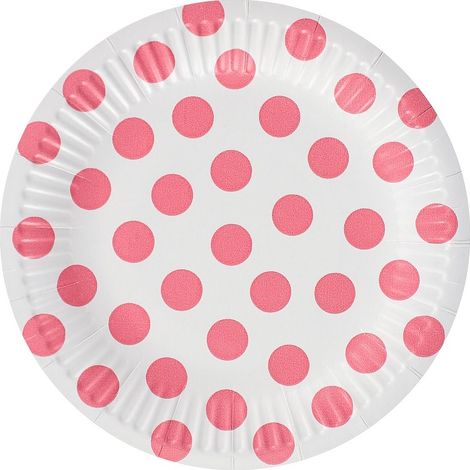 Assiettes en papier, à pois, roses, 18 cm, lot de 6.