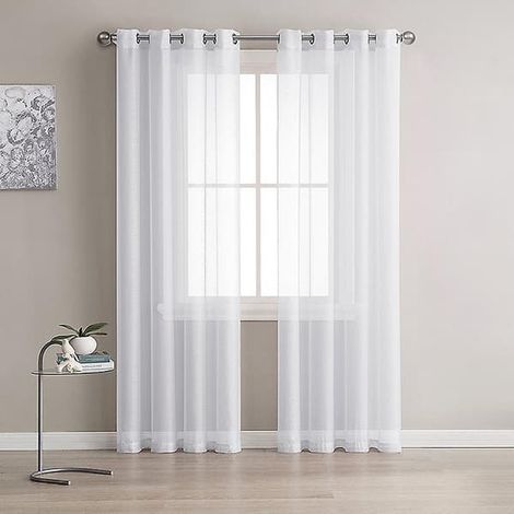 Rideaux d'extérieur extra larges avec œillets - [l54 x l84 po] 137 cm x 213 cm, blancs, bordés, résistants à la moisissure pour pergola, balcon, maison de plage, pergola. (1/4)