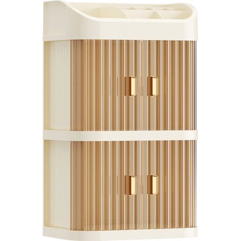 Organisateur de maquillage à 3 niveaux, grande boîte de rangement pour cosmétiques, coffret de présentation anti-poussière pour produits de soin, organisateur pour cosmétiques (1/2)