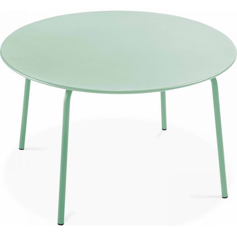 Table de jardin ronde en acier vert sauge 120 cm - Palavas