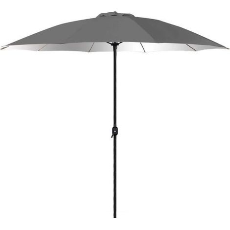 Parasol droit de jardin avec manivelle + doublure parasol d'extérieur anti UV 180 gr-m2 - Diamètre 300 x Hauteur 244 cm (1/4)