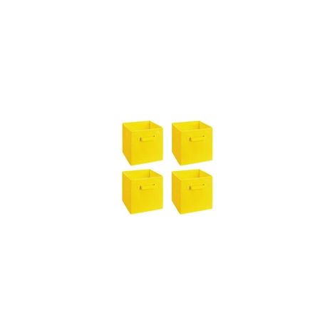 AINPECCA 4PCS Foldable Storage Boxes Square Collapsible Box Fabric Cubes Canvas Storage (4PCS, YELOW)