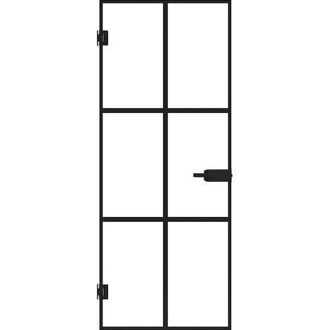 Porta reversibile senza telaio in vetro temperato Nero H204 x L93 cm - SEROTO