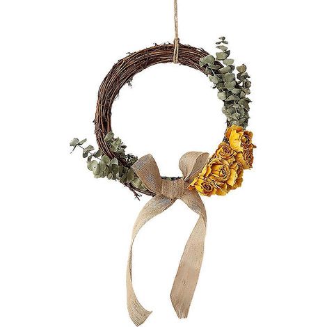 Guirlande de roses jaunes séchées, couronne de fleurs pour décoration, 2 pièces, mariage, fleurs (1/5)