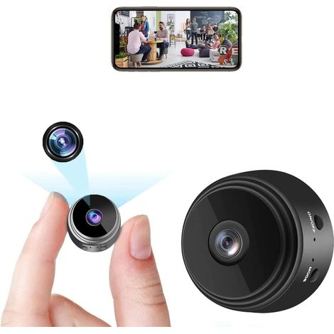 Mini-Überwachungskamera, klein, Full HD 1080p, WLAN-Überwachungsmikrofon, kabellose Baby-Überwachungskamera, für drinnen und draußen, Schwarz – Neu