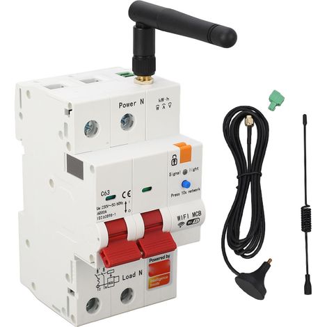 Disjoncteur WiFi 2P 63A, interrupteur à distance via application smartphone, compatible Tuya et RS485, AC230V 50/60Hz (1/5)