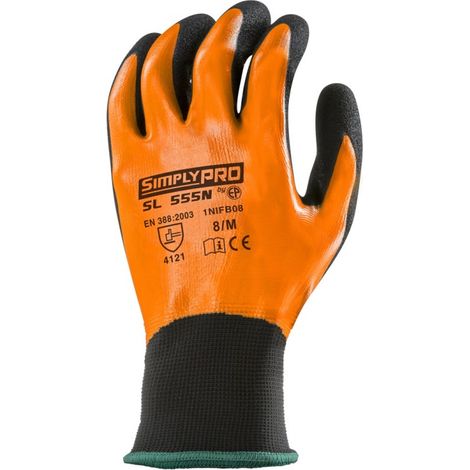 Lot de 10 paires de gants Manutention SIMPLY PRO SL555N end nitrile paume+3/4 dos Taille 7 (1/2)