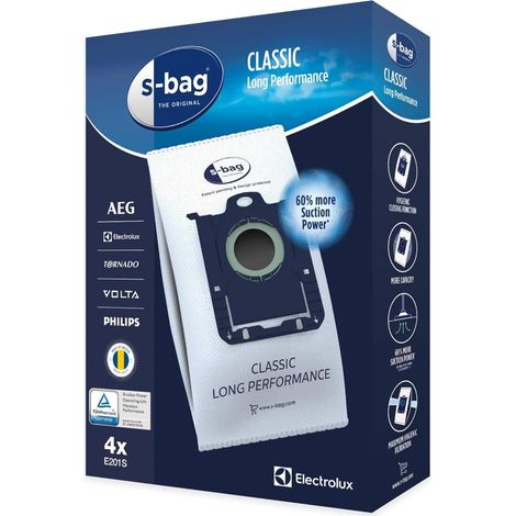 S-Bag Staubsaugerbeutel – 4er-Pack – Synthetik, 3,5 l – 99,5 % Filtration – Powerflow-System – Kompatibel mit verschiedenen Marken (1/5)